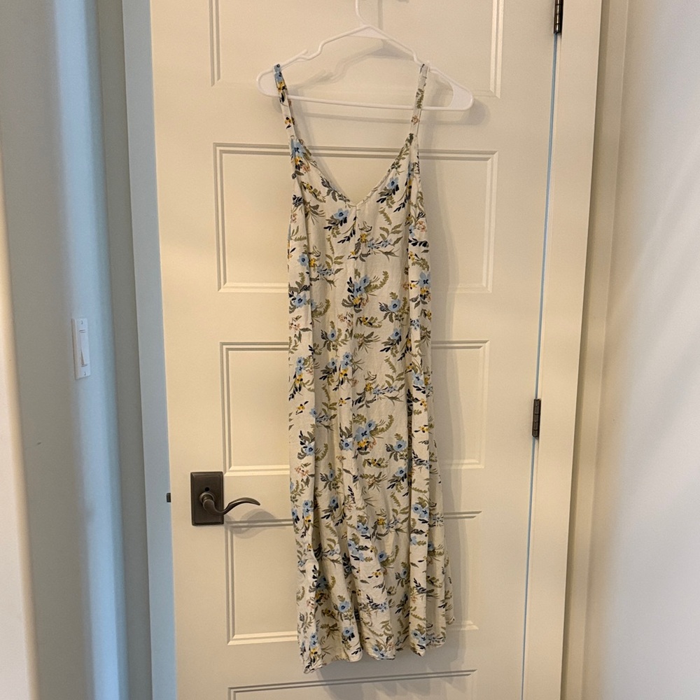 Elegant Floral Midi Dress with Spaghetti Straps